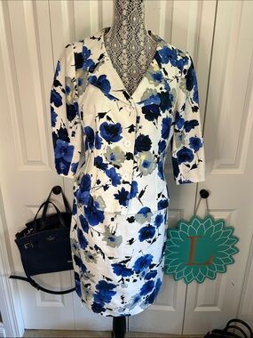 Stunning Rickie Freeman for Teri Jon Luxury 100% Linen Floral Skirt Suit Size 10